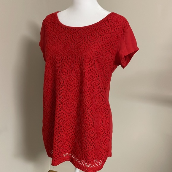 Liz Claiborne Red Lace Top - Picture 4 of 8